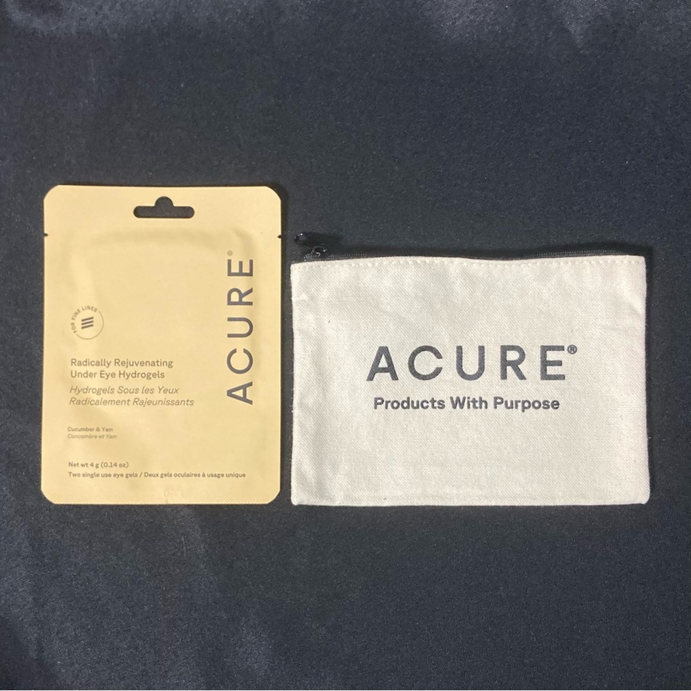 Acure Cucumber & Yam Radically Rejuvenating Under Eye Hydrogels & Cosmetic Bag
